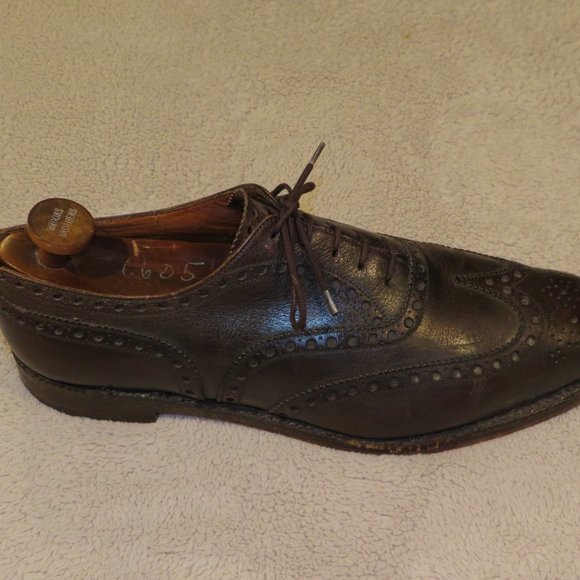 J.M. Weston 398 Vintage Brown Calf Leather Brogues US 10.5 E - Picture 2 of 11